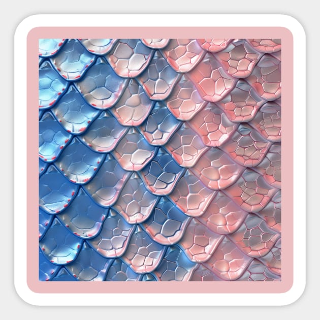 Candy Dragon Scale - Snake Skin - Pink & Blue Sticker by SnakeSkins